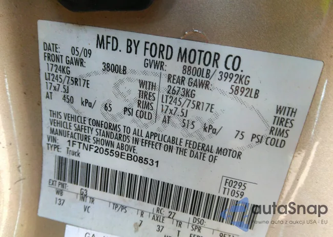 1FTNF20559EB08531: 42289082