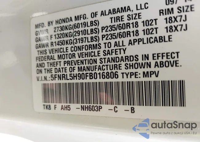 5FNRL5H90FB016806: 42289177