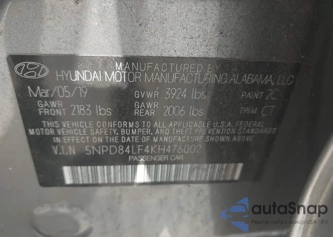 5NPD84LF4KH476002: 42290225