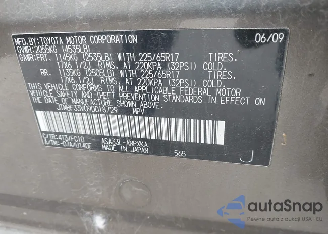 JTMBF33V09D018729: 42290230