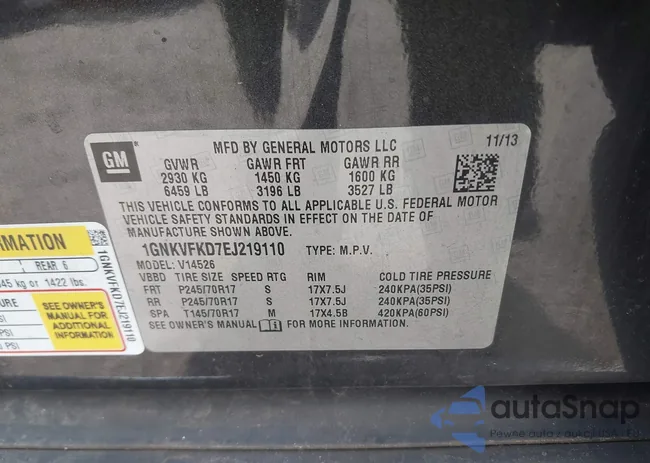 1GNKVFKD7EJ219110: 42290377