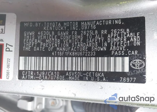 4T1BF1FK8HU672233: 42290455