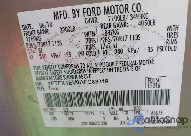 1FTFX1EV0AFC83319: 42290517