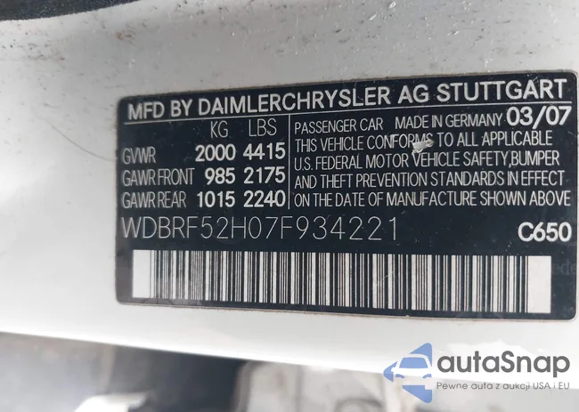 WDBRF52H07F934221: 42289822