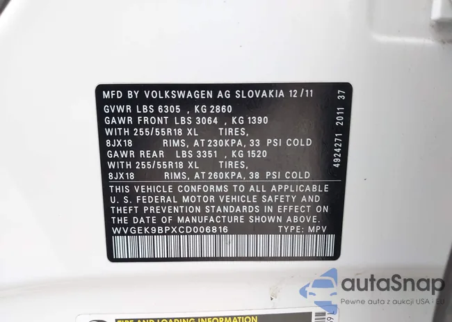 WVGEK9BPXCD006816: 42289916