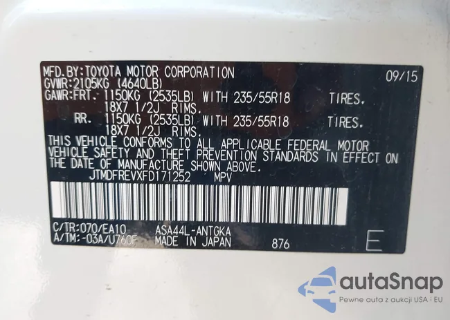 JTMDFREVXFD171252: 42290012