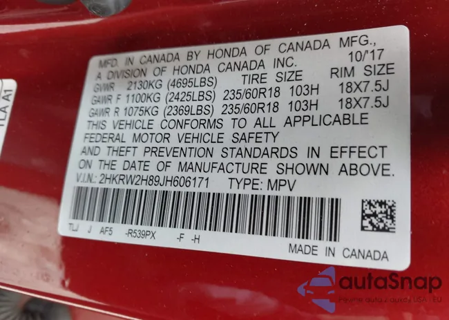 2HKRW2H89JH606171: 42291219