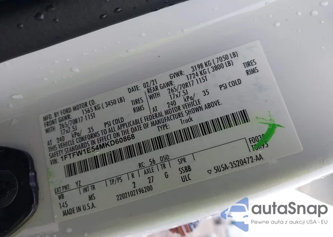 1FTFW1E54MKD60868: 42291237