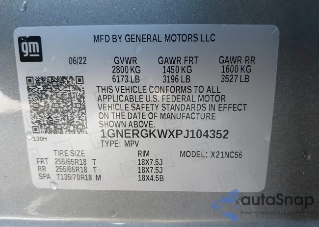 1GNERGKWXPJ104352: 42291288