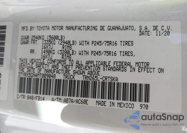 3TYRX5GN4MT009048: 42291313