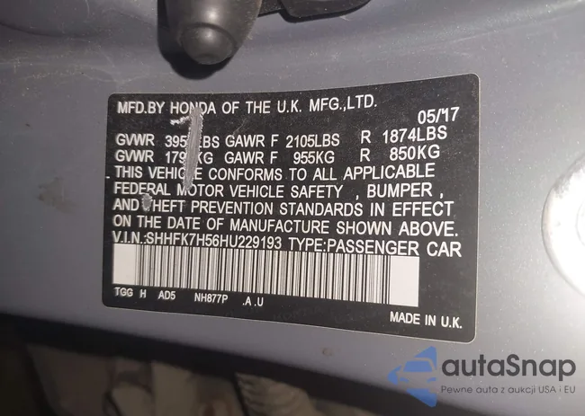 SHHFK7H56HU229193: 42291402