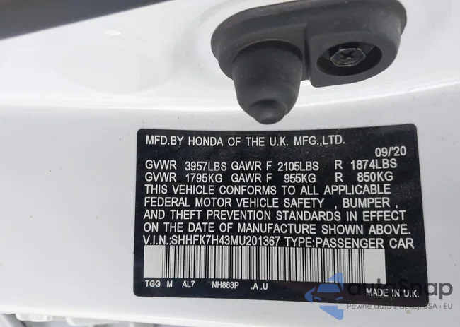 SHHFK7H43MU201367: 42291596