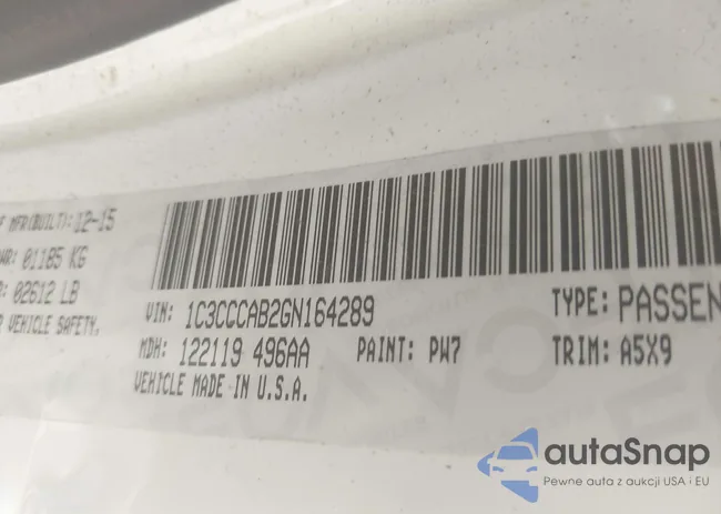 1C3CCCAB2GN164289: 42291598