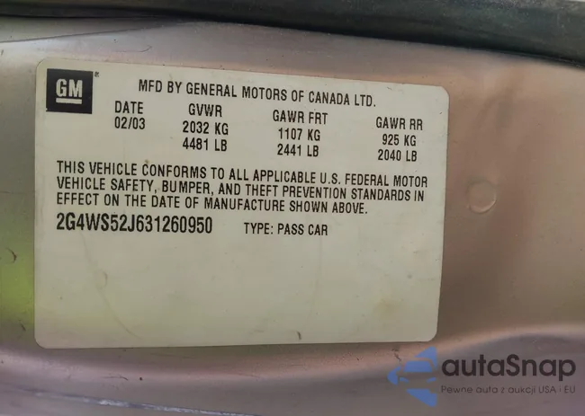 2G4WS52J631260950: 42291651