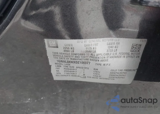 1GNALDEKXDZ106977: 42290825