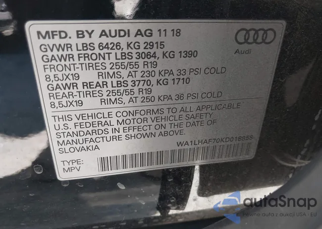 WA1LHAF70KD018858: 42290924