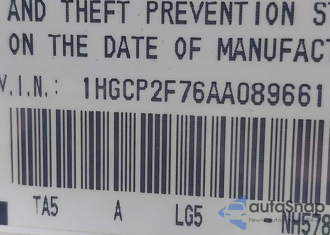 1HGCP2F76AA089661: 42291124