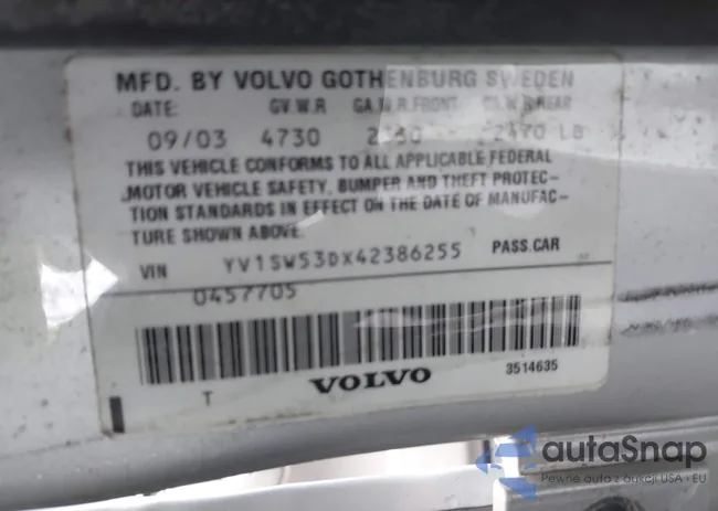 YV1SW53DX42386255: 42291183