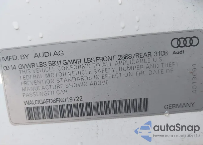 WAU3GAFD8FN019722: 42292255