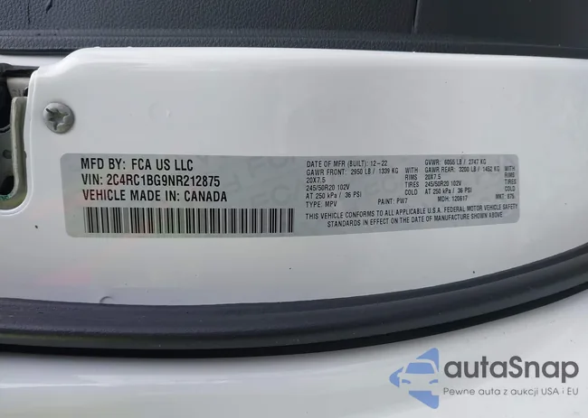 2C4RC1BG9NR212875: 42292283