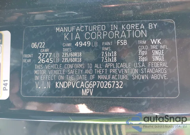 KNDPVCAG6P7026732: 42292311