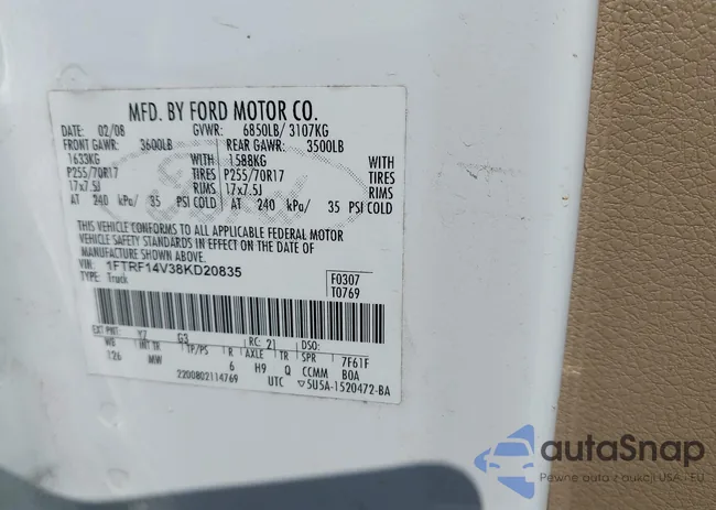 1FTRF14V38KD20835: 42292426