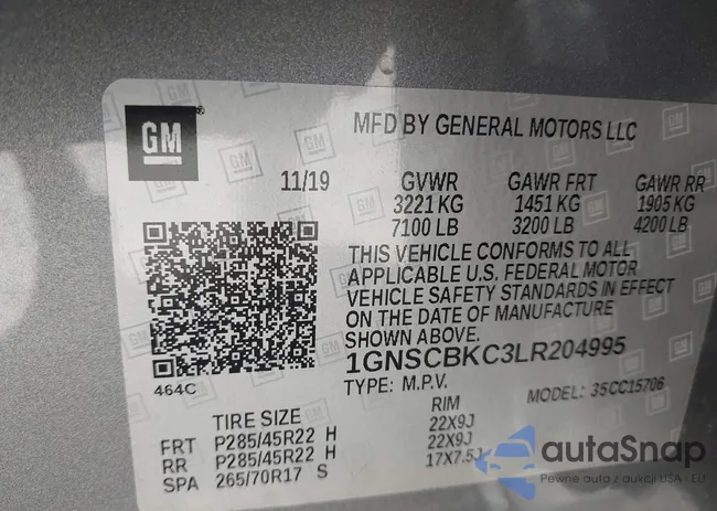 1GNSCBKC3LR204995: 42292566