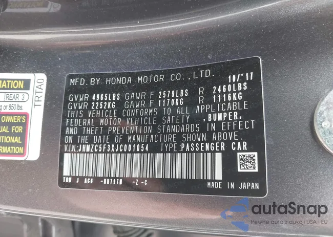 JHMZC5F3XJC001054: 42292688