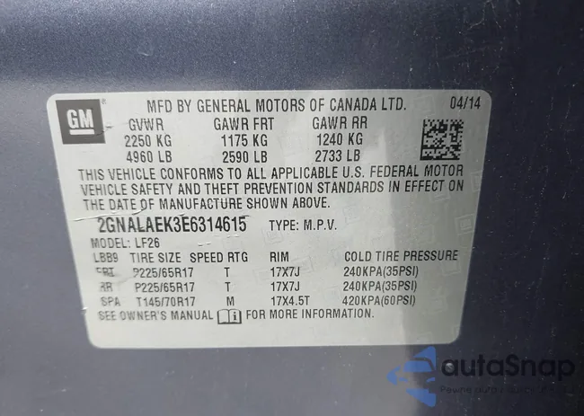 2GNALAEK3E6314615: 42291952