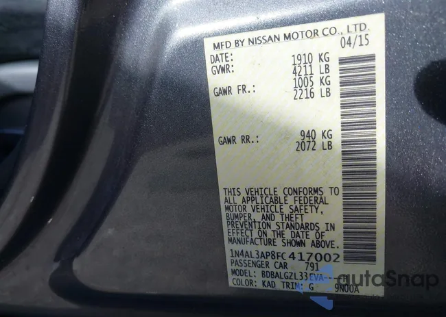 1N4AL3AP8FC417002: 42292181