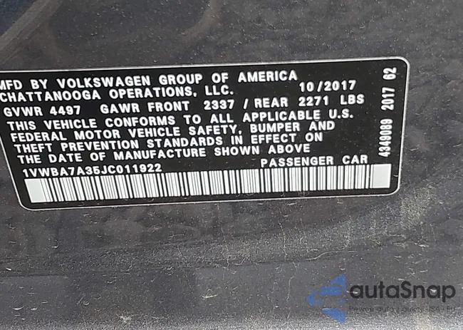 1VWBA7A35JC011922: 42293413