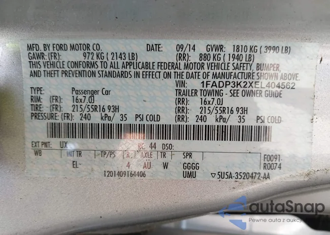 1FADP3K2XEL404562: 42292834