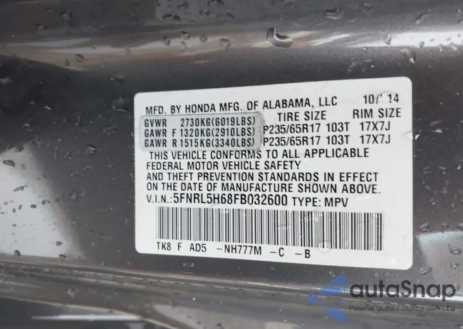 5FNRL5H68FB032600: 42293194