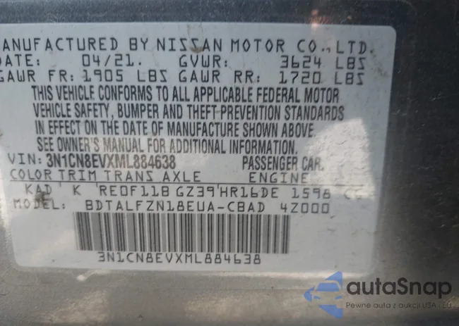 3N1CN8EVXML884638: 42294306