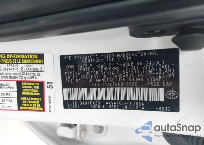 4T1C11AK7LU319906: 42294412