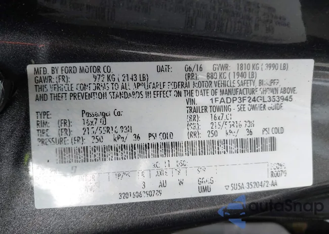 1FADP3F24GL353945: 42294536