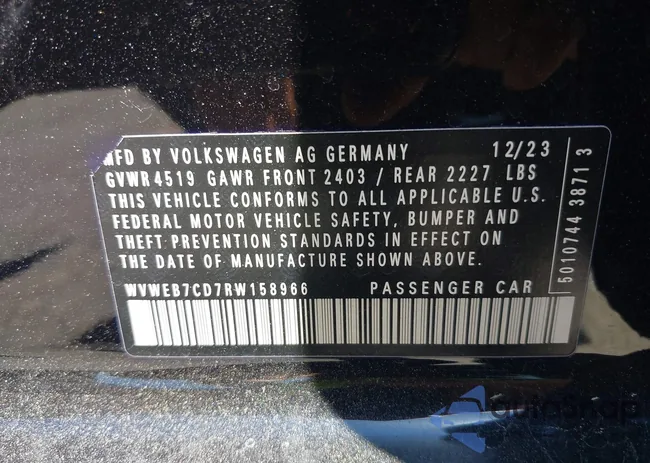 WVWEB7CD7RW158966: 42294563