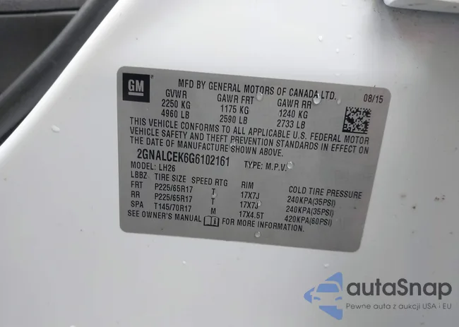 2GNALCEK6G6102161: 42294722