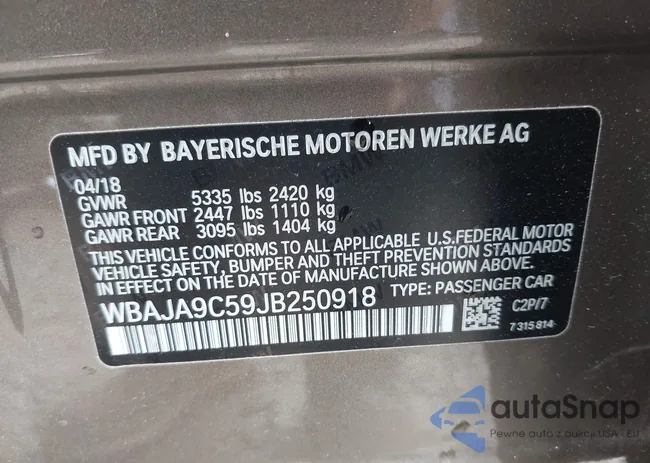 WBAJA9C59JB250918: 42294125