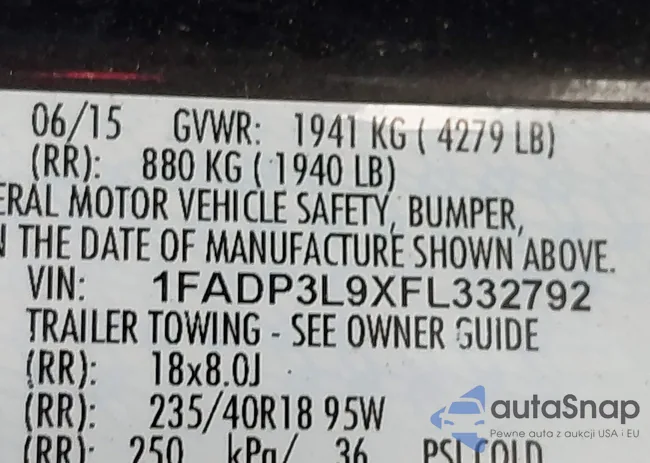 1FADP3L9XFL332792: 42294140