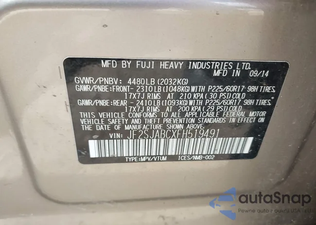 JF2SJABCXFH519491: 42295198