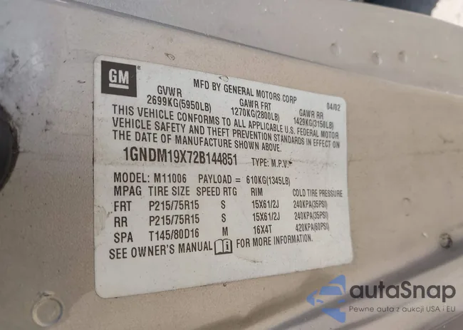 1GNDM19X72B144851: 42295312