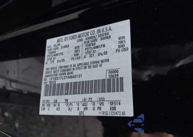 1FTRX17L2YNB60131: 42295537