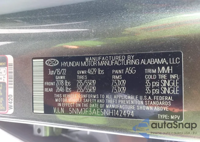 5NMJF3AE5NH142494: 42295673