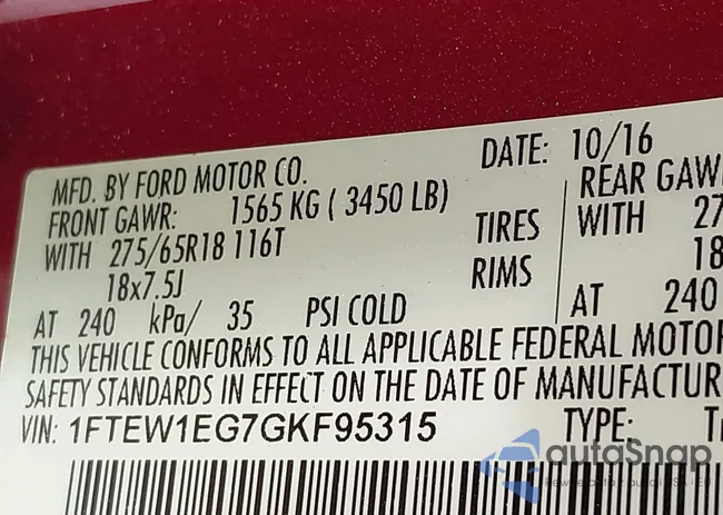 1FTEW1EG7GKF95315: 42294841