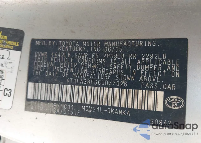 4T1FA38P66U077026: 42294857