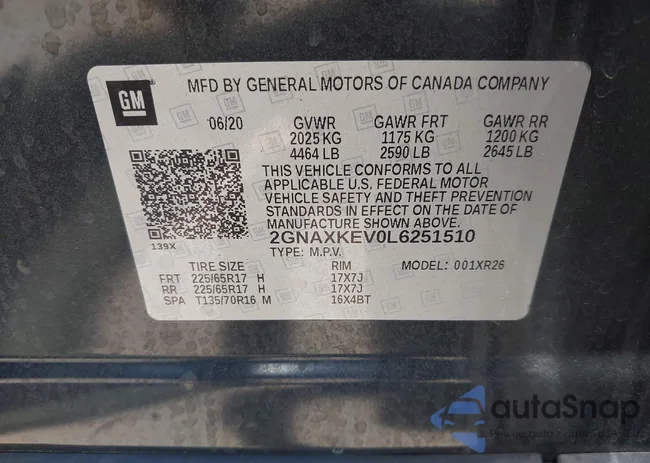 2GNAXKEV0L6251510: 42294882