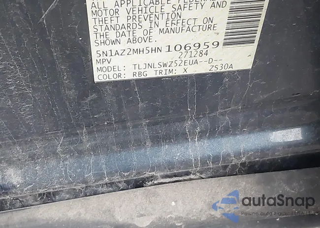 5N1AZ2MH5HN106959: 42294924