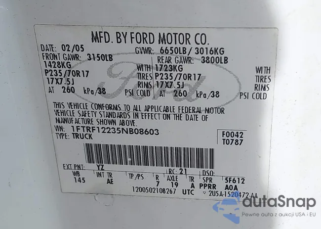 1FTRF12235NB08603: 42294953