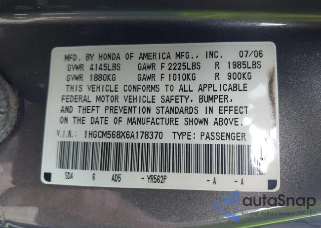 1HGCM568X6A178370: 42295054